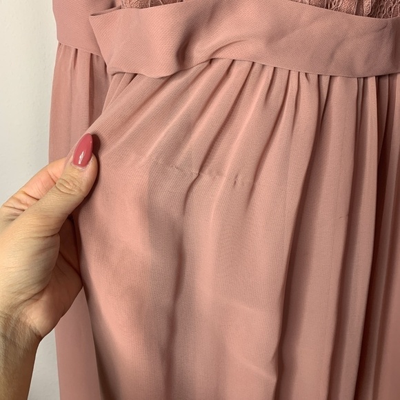 Azazie Blush Pink Bridesmaid Halter Lace Dress - Picture 10 of 11